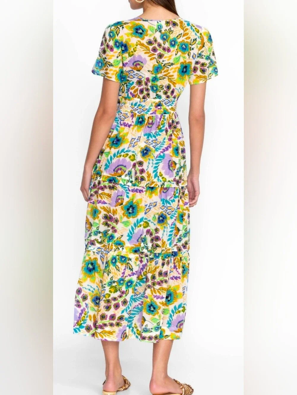 Johnny Was Ikat Bloom Pintuck Tiered Dress - Picture 3 of 8